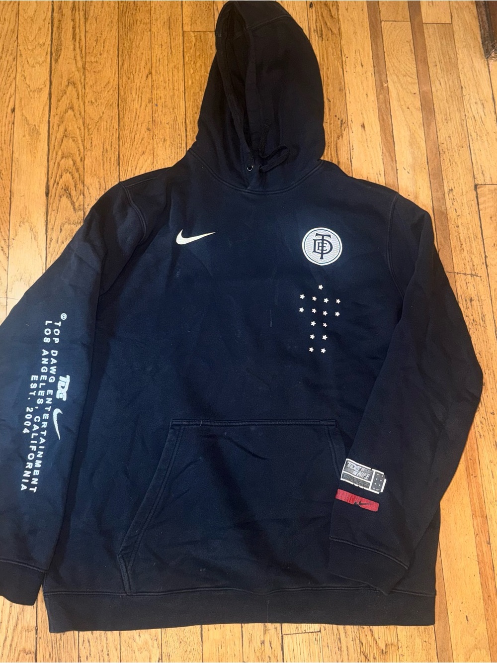 Nike Black Men's Pullover Hoodie with White Logos XXL